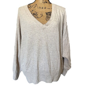 A New Day Sweater‎ Womens XXL V-neck Oatmeal Long Sleeve